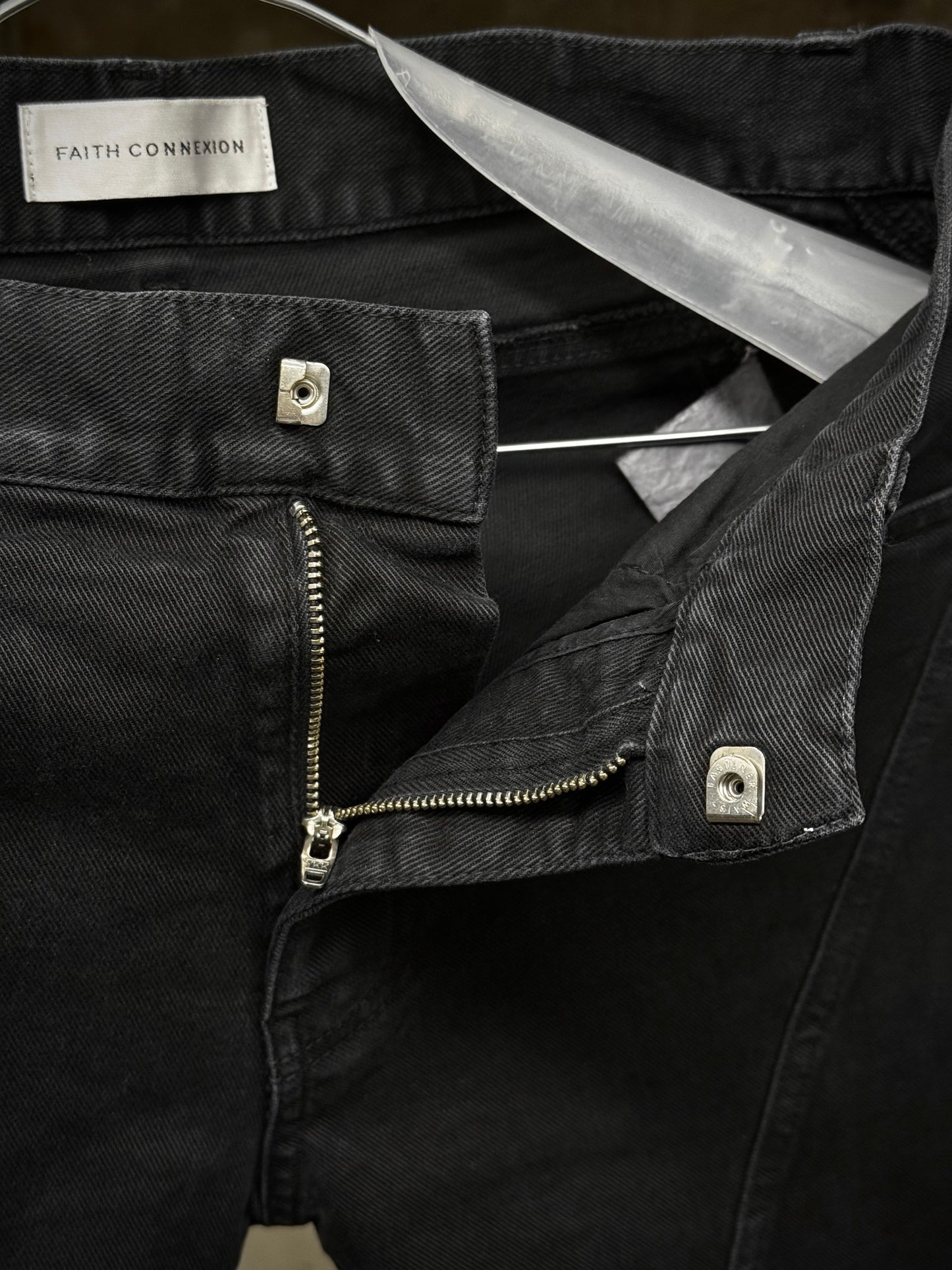 FAITH CONNEXION by Christophe Decarnin AW17-18 Washed Black Paneled ‘Running Jean’ Skinny Denim