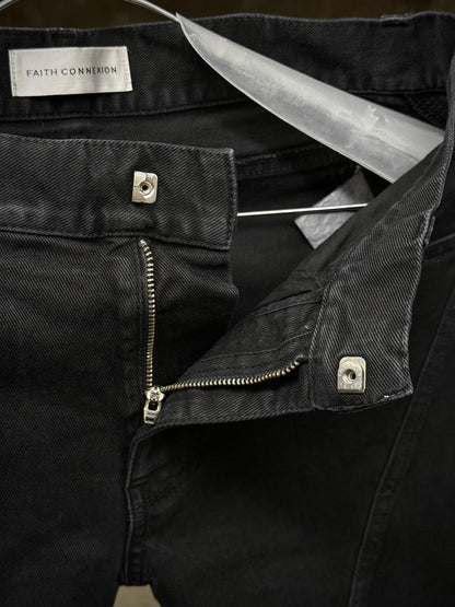 FAITH CONNEXION by Christophe Decarnin AW17-18 Washed Black Paneled ‘Running Jean’ Skinny Denim