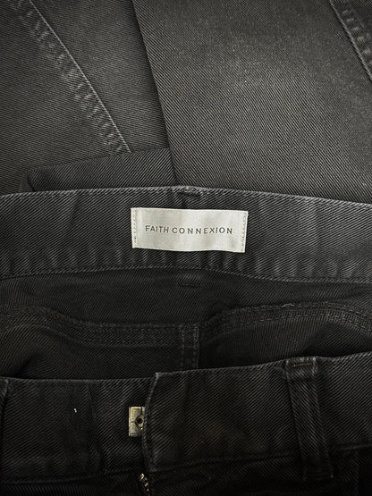 FAITH CONNEXION by Christophe Decarnin AW17-18 Washed Black Paneled ‘Running Jean’ Skinny Denim