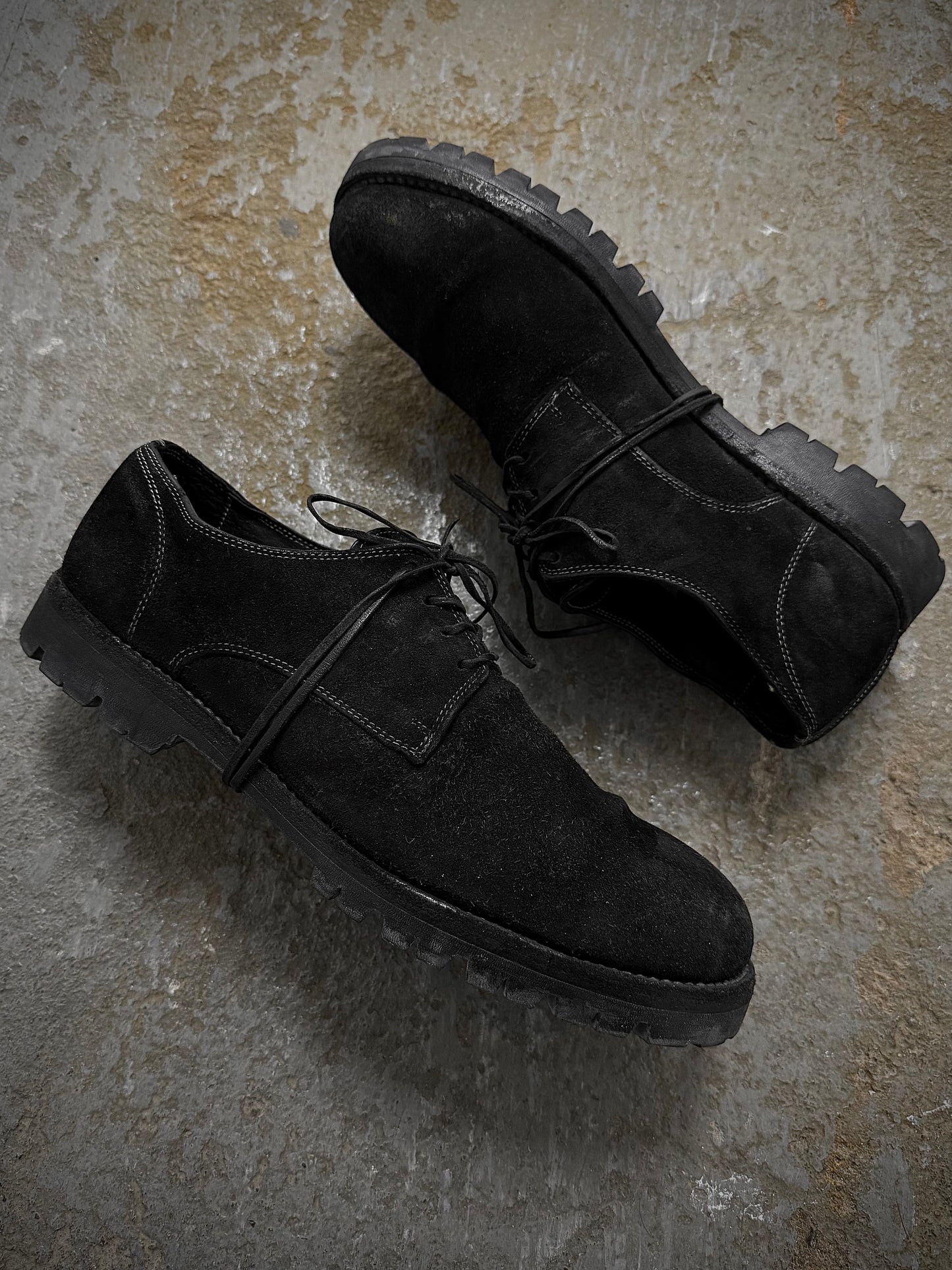 GUIDI '792V' Full-grain Reverse Horse Leather Derbies