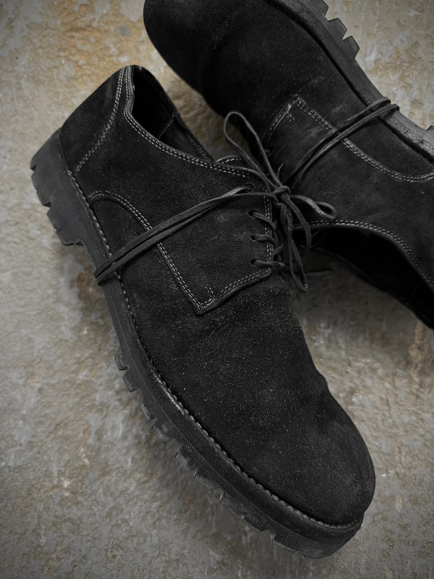 GUIDI '792V' Full-grain Reverse Horse Leather Derbies