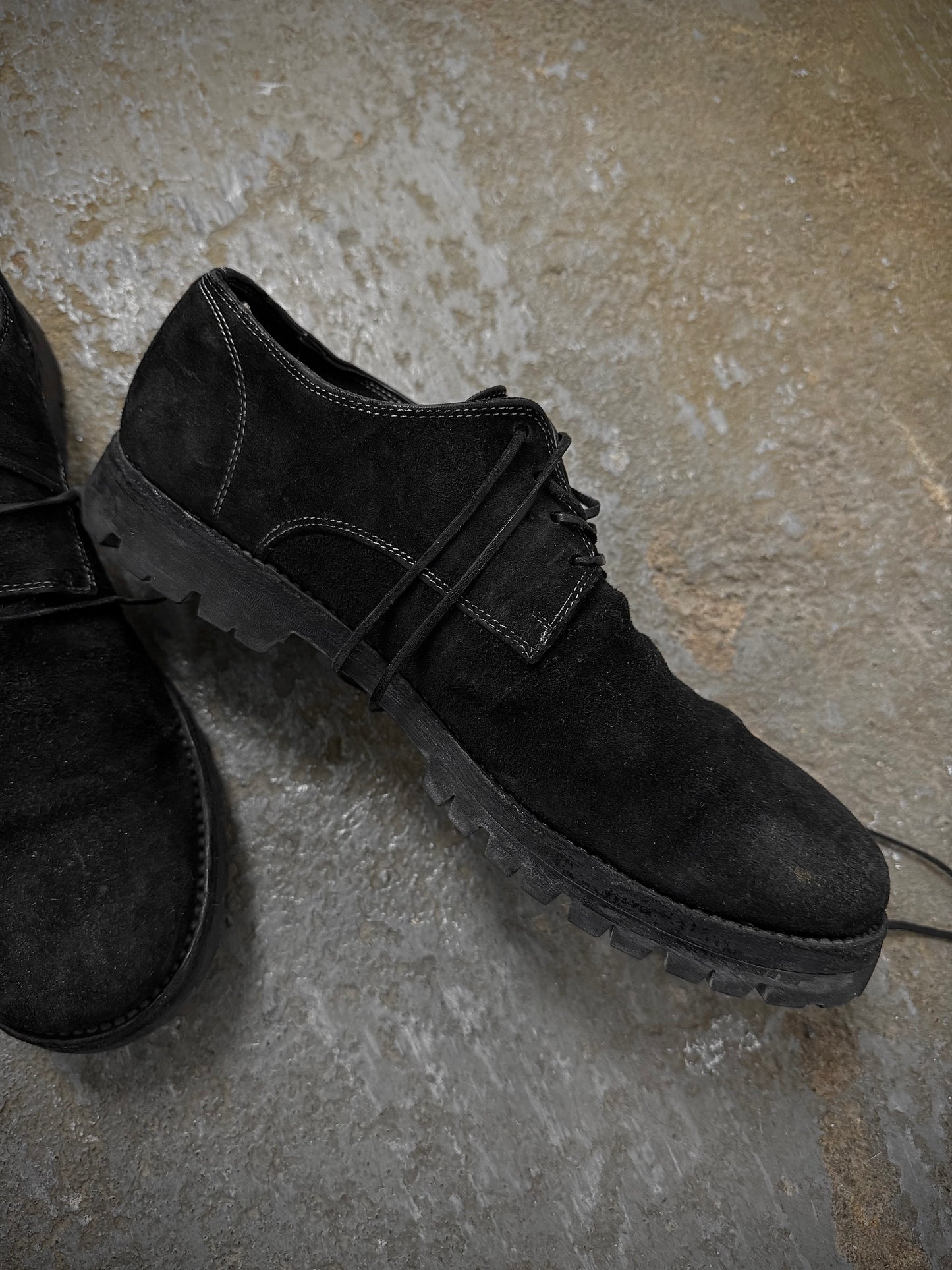 GUIDI '792V' Full-grain Reverse Horse Leather Derbies