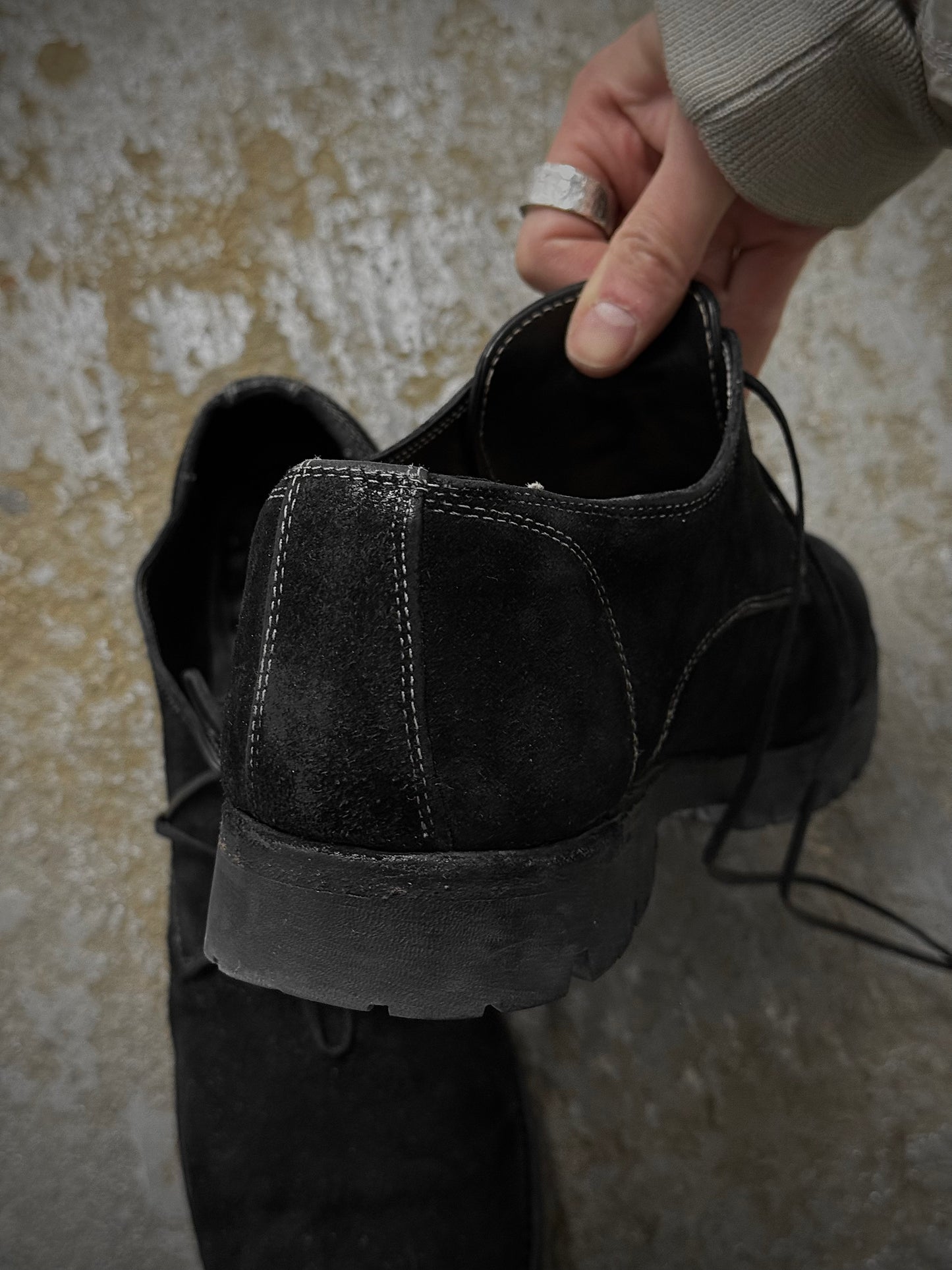 GUIDI '792V' Full-grain Reverse Horse Leather Derbies