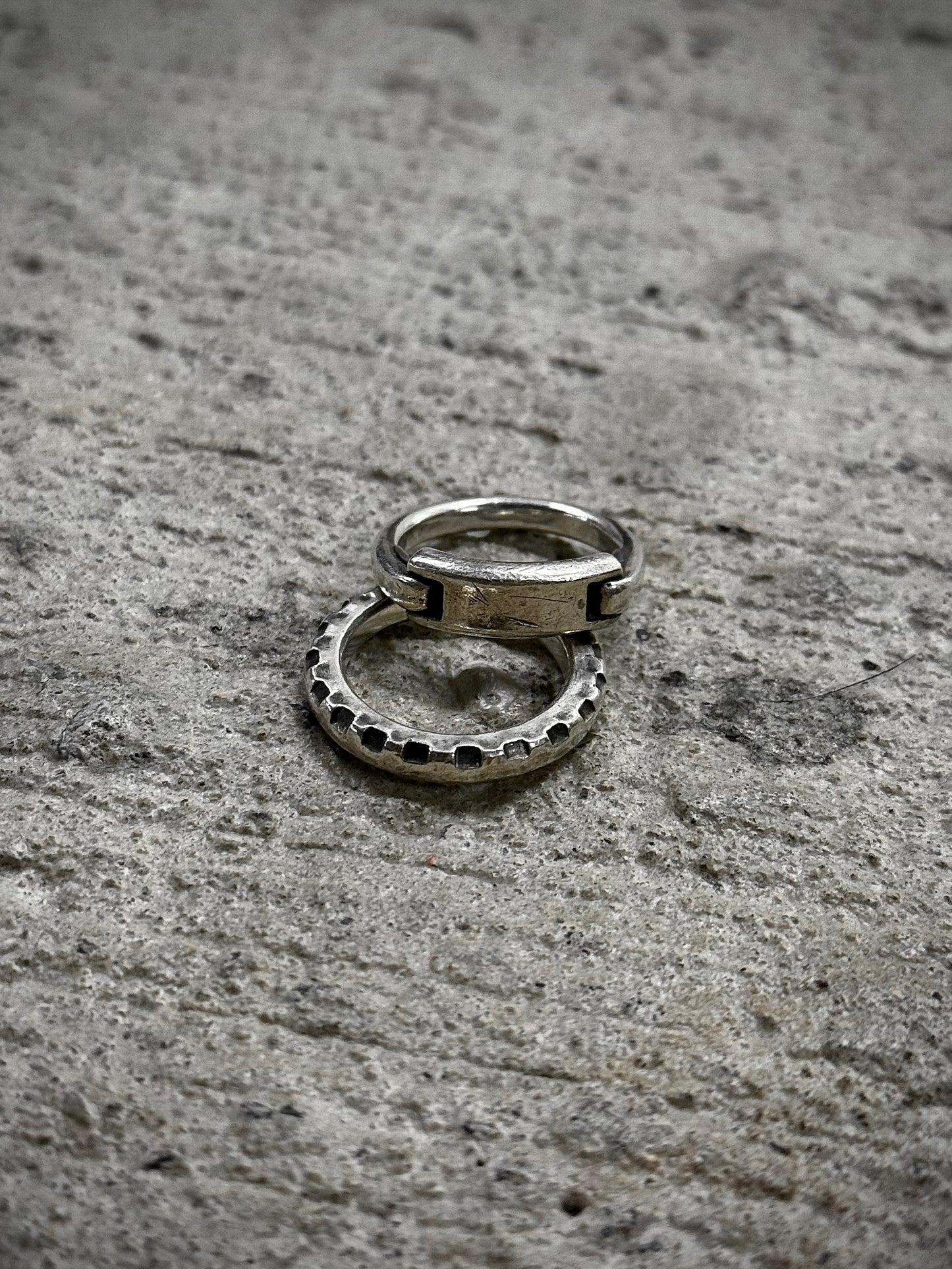 WERKSTATT:MÜNCHEN AW15 Combination Tag & Gear Silver Ring Set