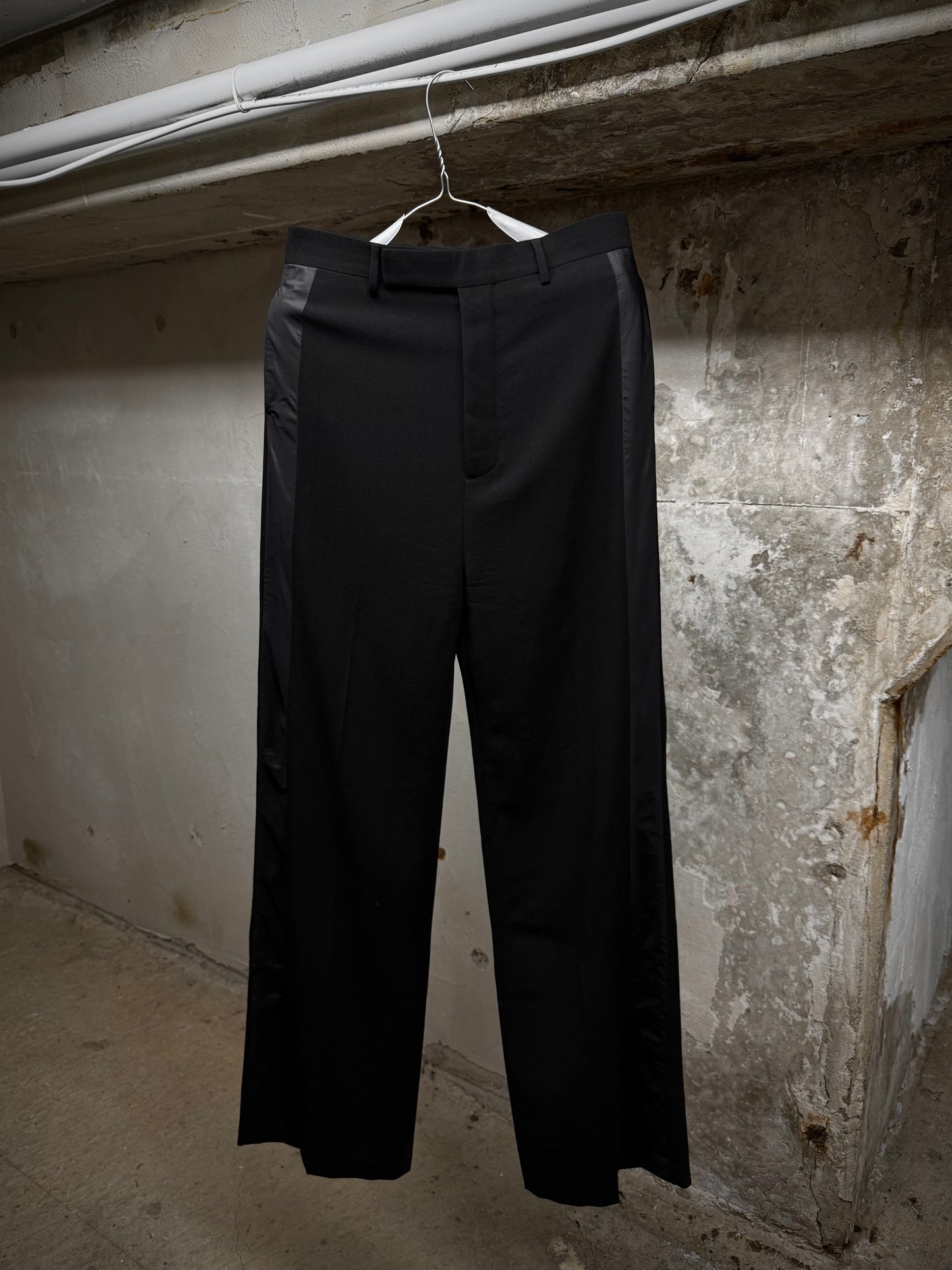 Rick Owens AW18 "SISYPHUS" Wool Tuxedo Stripe Wide Leg Trousers