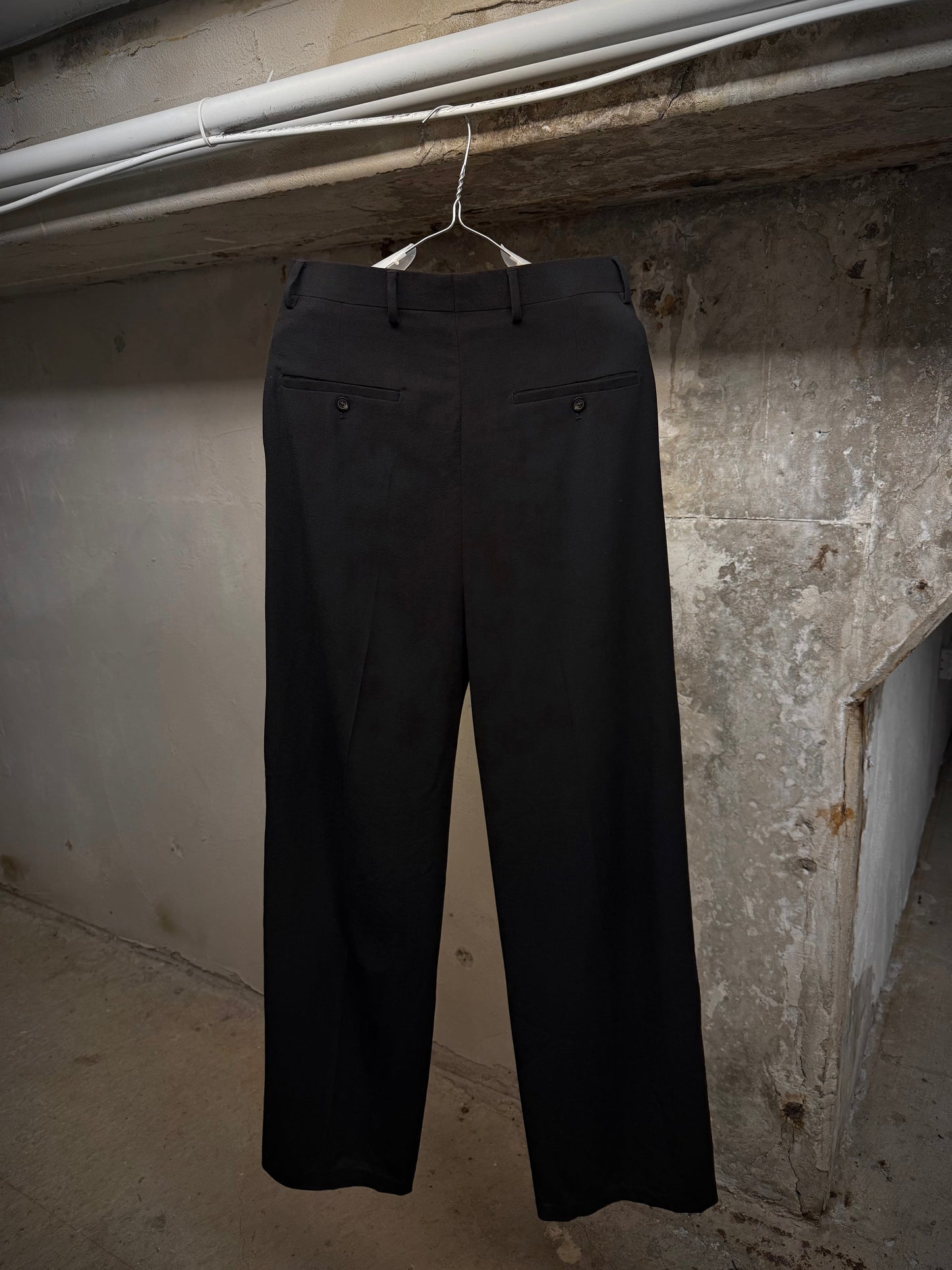 Rick Owens AW18 "SISYPHUS" Wool Tuxedo Stripe Wide Leg Trousers