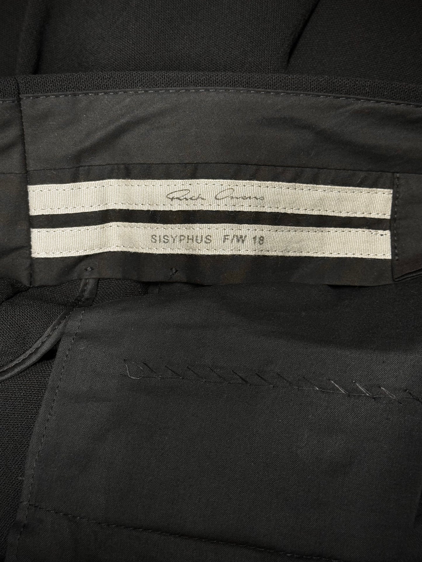 Rick Owens AW18 "SISYPHUS" Wool Tuxedo Stripe Wide Leg Trousers
