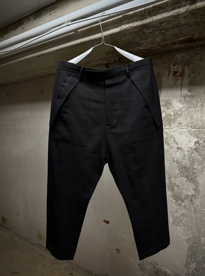 Rick Owens AW17 "GLITTER" Drop-crotch Wool Flap Pocket Sarouel Pants