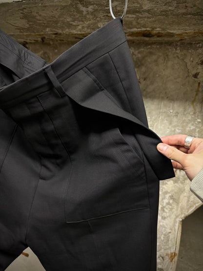 Rick Owens AW17 "GLITTER" Drop-crotch Wool Flap Pocket Sarouel Pants