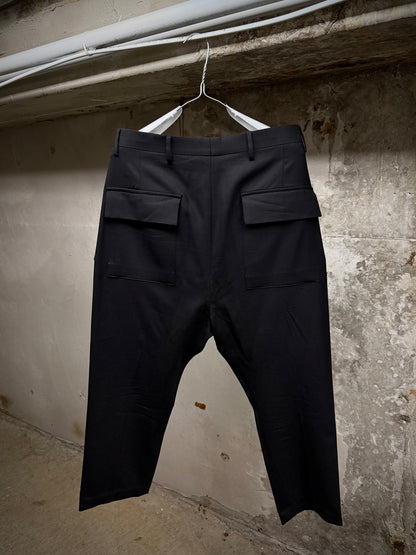 Rick Owens AW17 "GLITTER" Drop-crotch Wool Flap Pocket Sarouel Pants