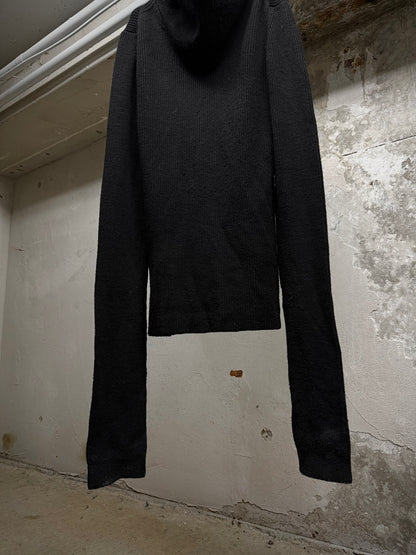 The Viridi-Anne Early 2010s Oversized Hooded Wool Knit Long-sleeves