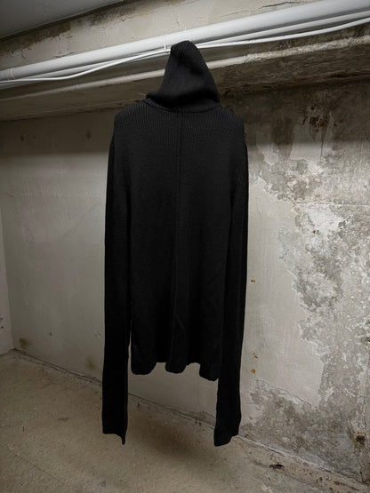The Viridi-Anne Early 2010s Oversized Hooded Wool Knit Long-sleeves