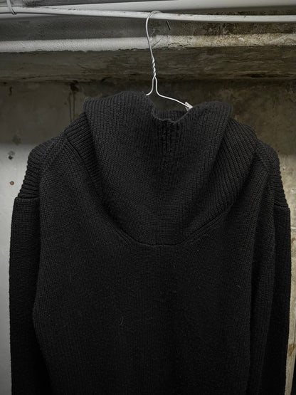 The Viridi-Anne Early 2010s Oversized Hooded Wool Knit Long-sleeves