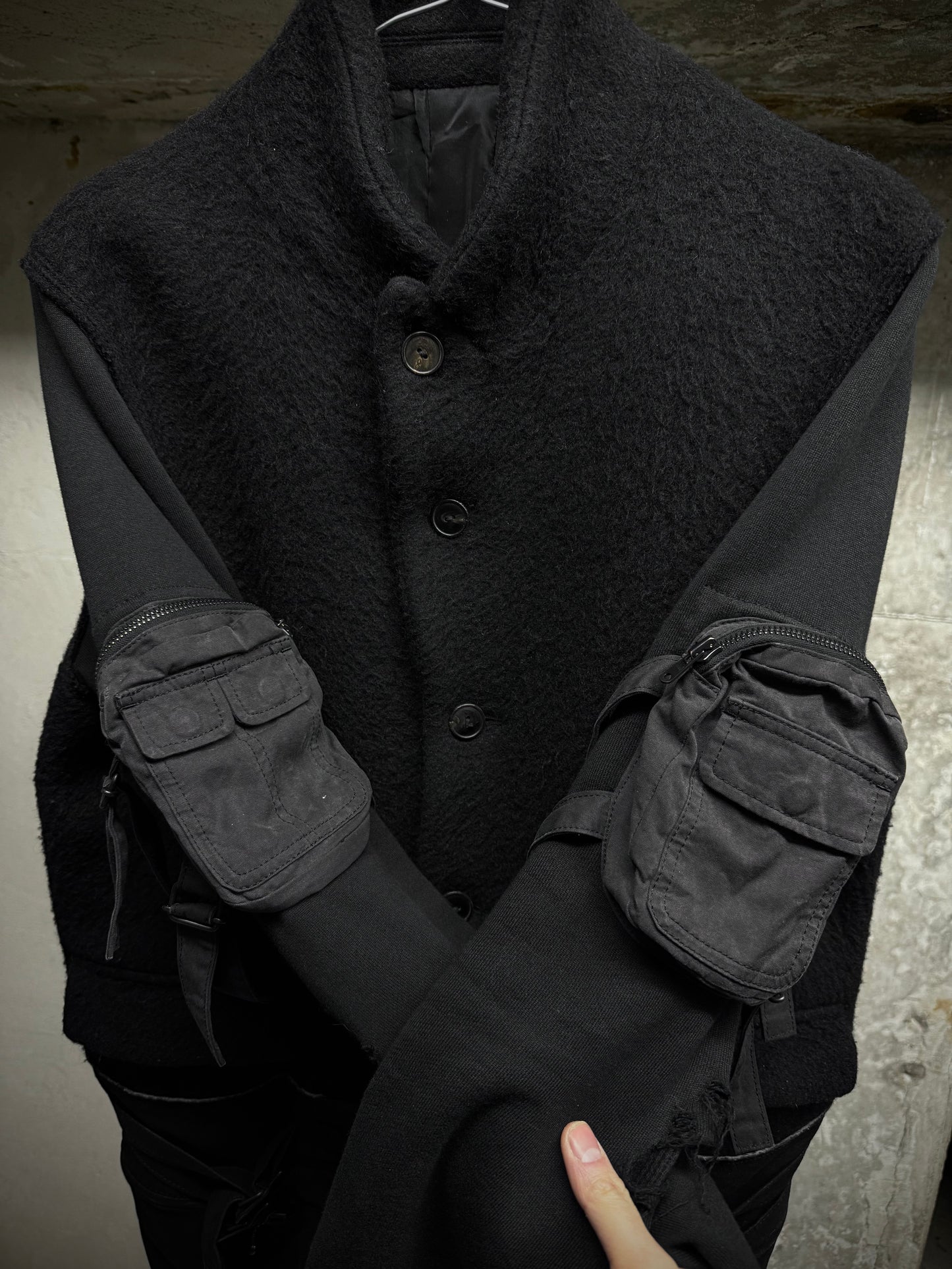 Number (N)ine AW05 "The High Streets" Hybrid Wool Sheep Leather Cargo Blazer