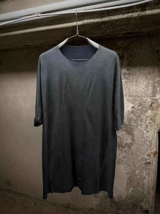 LEON EMANUEL BLANCK 'DIS-MT/01' Patina Blue Eco Stretch Jersey Distortion Reversible T-shirt