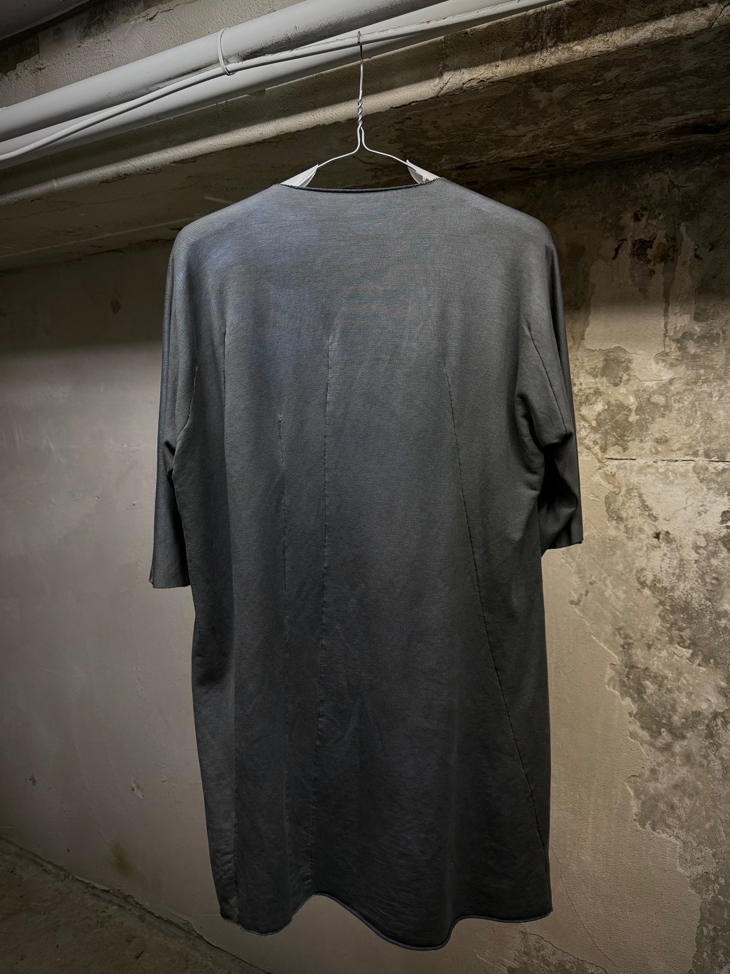 LEON EMANUEL BLANCK 'DIS-MT/01' Patina Blue Eco Stretch Jersey Distortion Reversible T-shirt