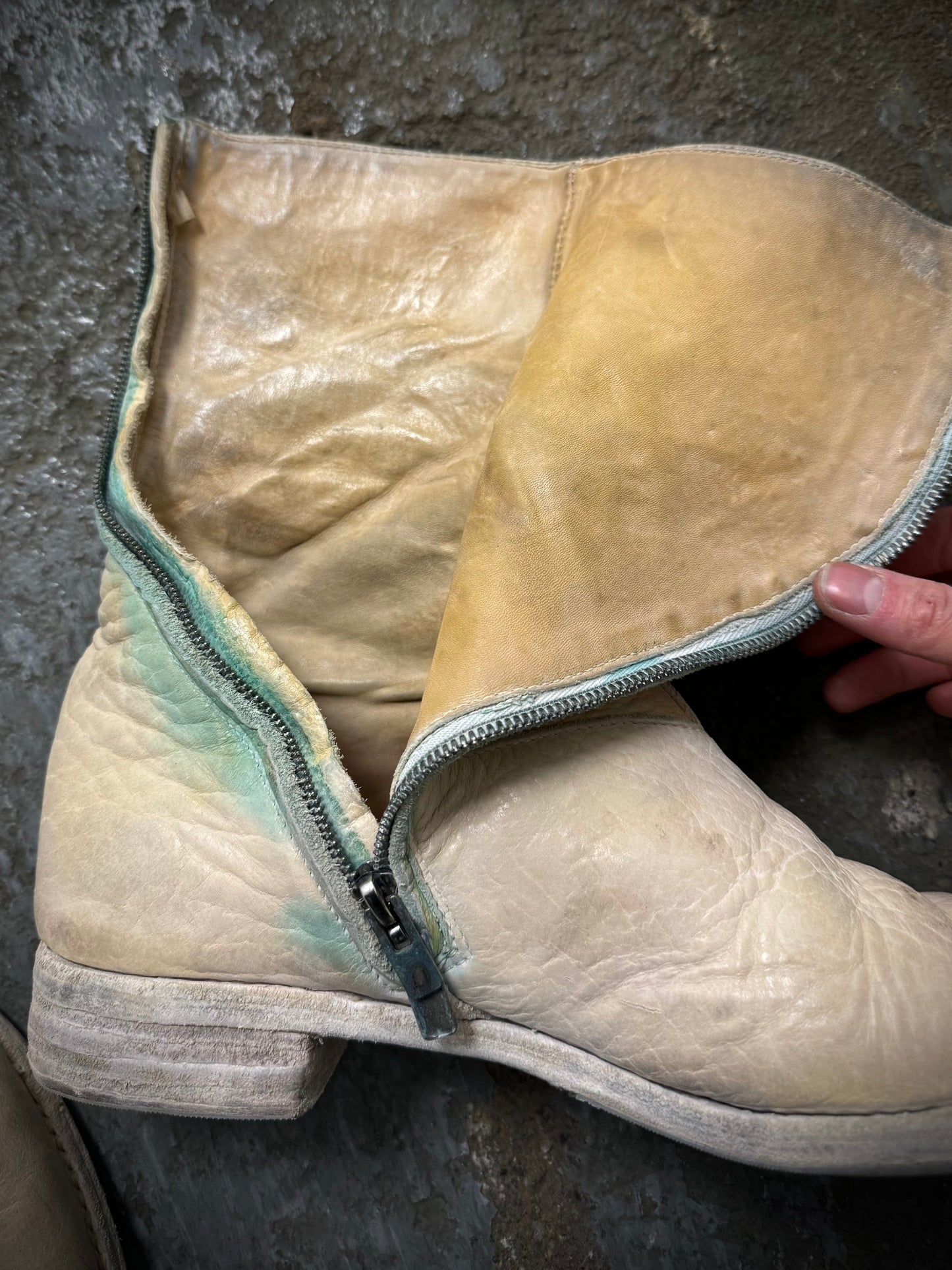Carol Christian Poell ‘AM/2061L BIUS-PTC/1’ Object-dyed Bison Leather Tornado Zip Boots