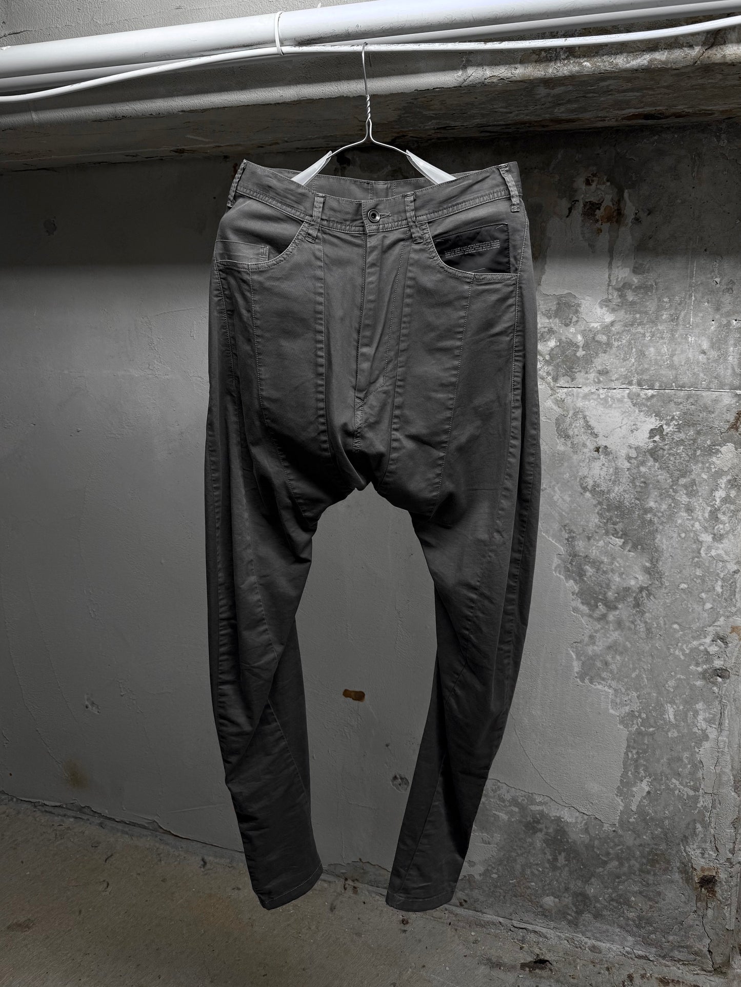 Julius_7 SS16 "sefiroth;" Grey Drop-crotch J-Cut 5oz Skinny Denim