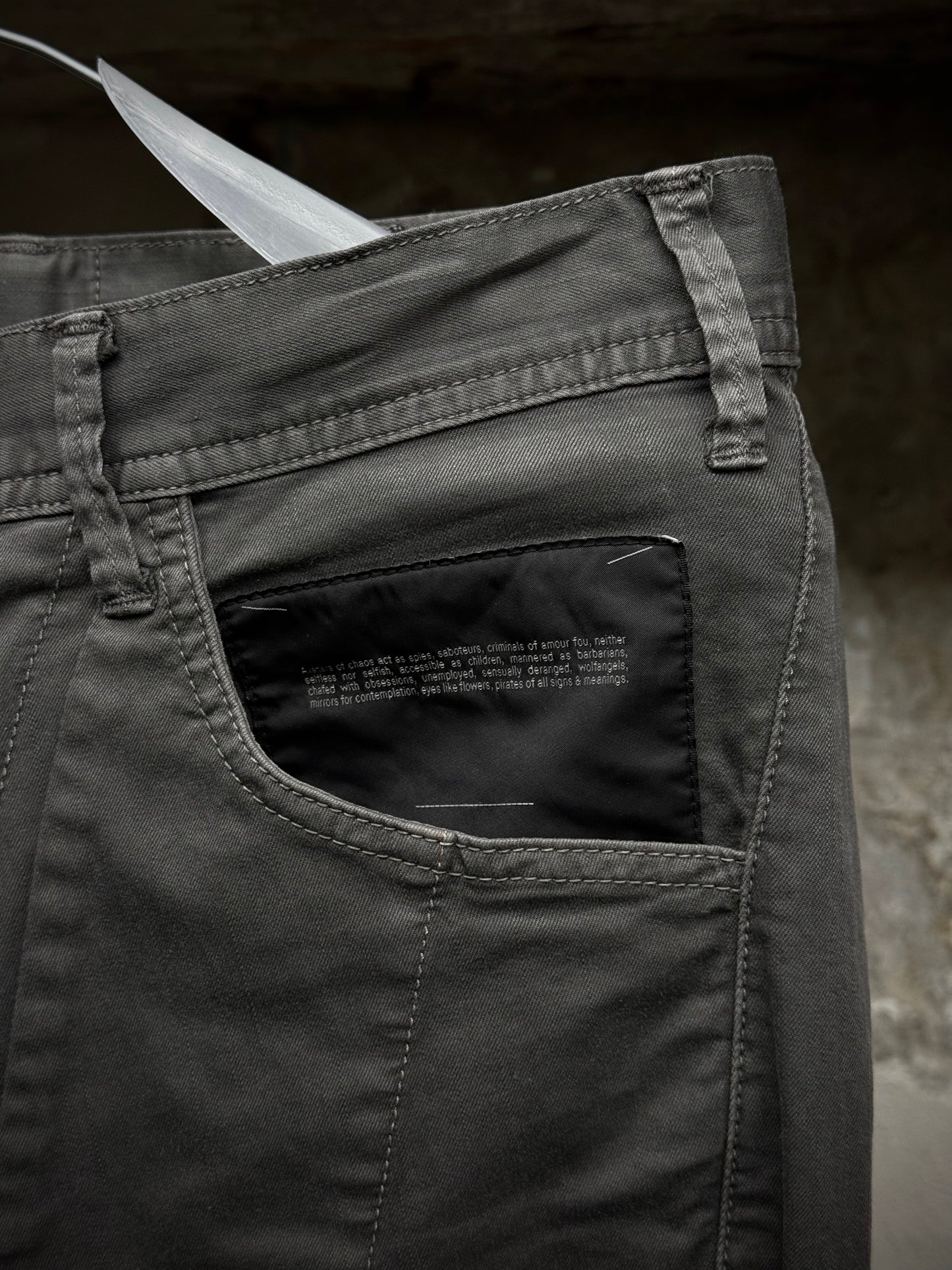 Julius_7 SS16 "sefiroth;" Grey Drop-crotch J-Cut 5oz Skinny Denim