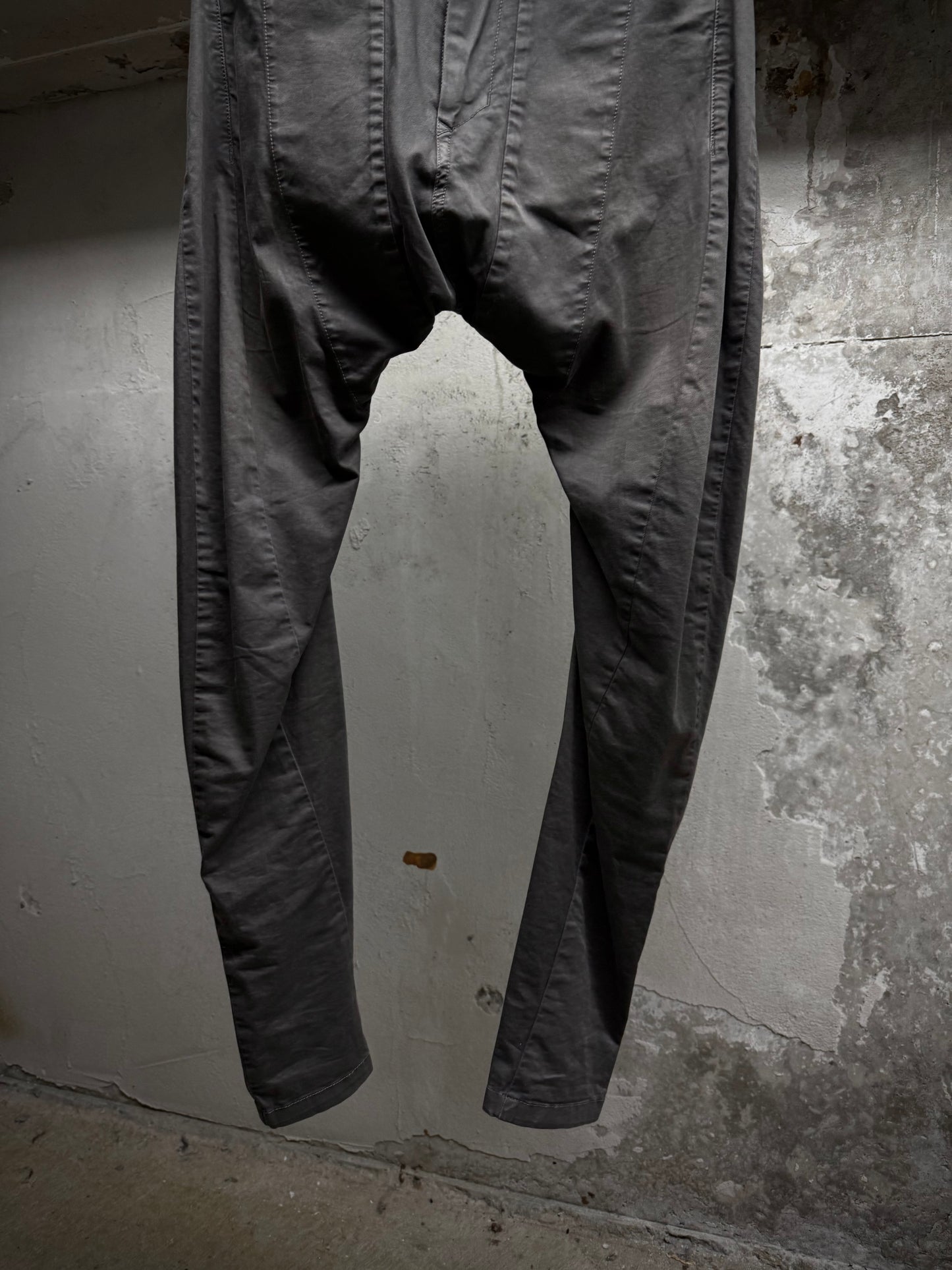 Julius_7 SS16 "sefiroth;" Grey Drop-crotch J-Cut 5oz Skinny Denim