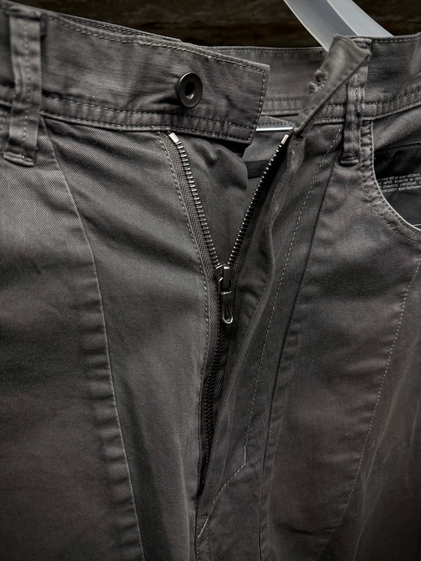 Julius_7 SS16 "sefiroth;" Grey Drop-crotch J-Cut 5oz Skinny Denim