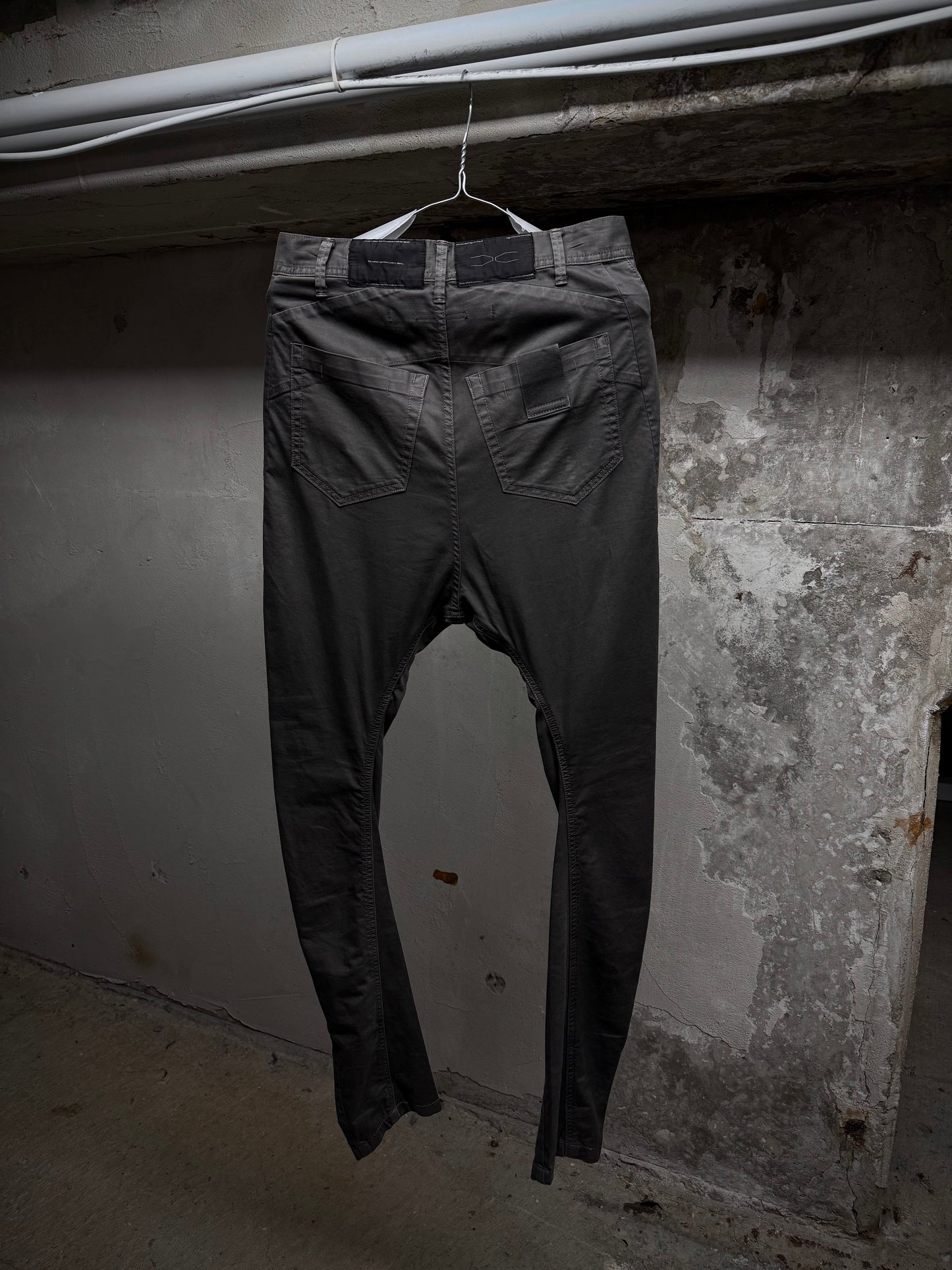 Julius_7 SS16 "sefiroth;" Grey Drop-crotch J-Cut 5oz Skinny Denim