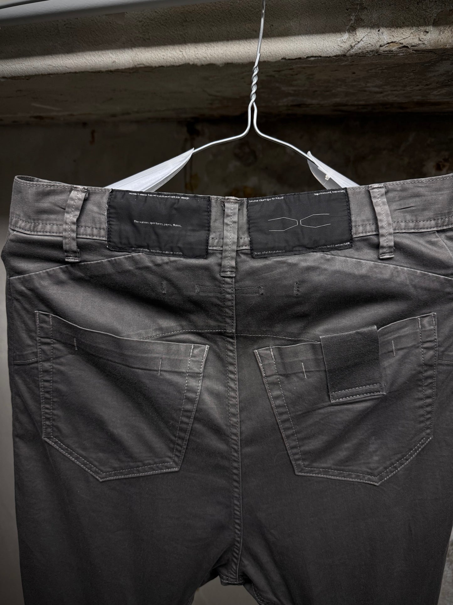 Julius_7 SS16 "sefiroth;" Grey Drop-crotch J-Cut 5oz Skinny Denim
