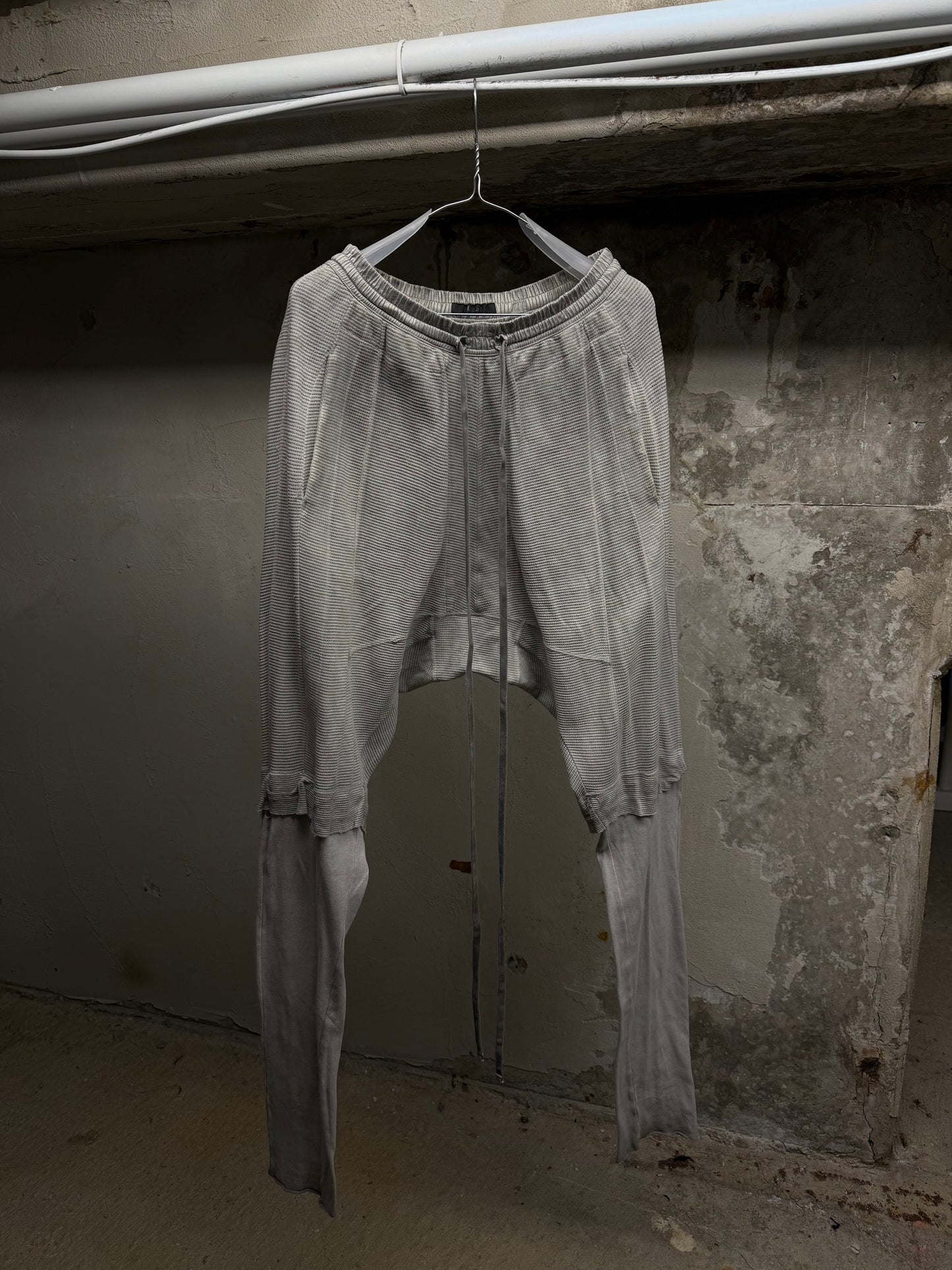 MA_Julius SS14 Dirty Grey Drop-crotch Double Layer Cotton Linen Sweatpants