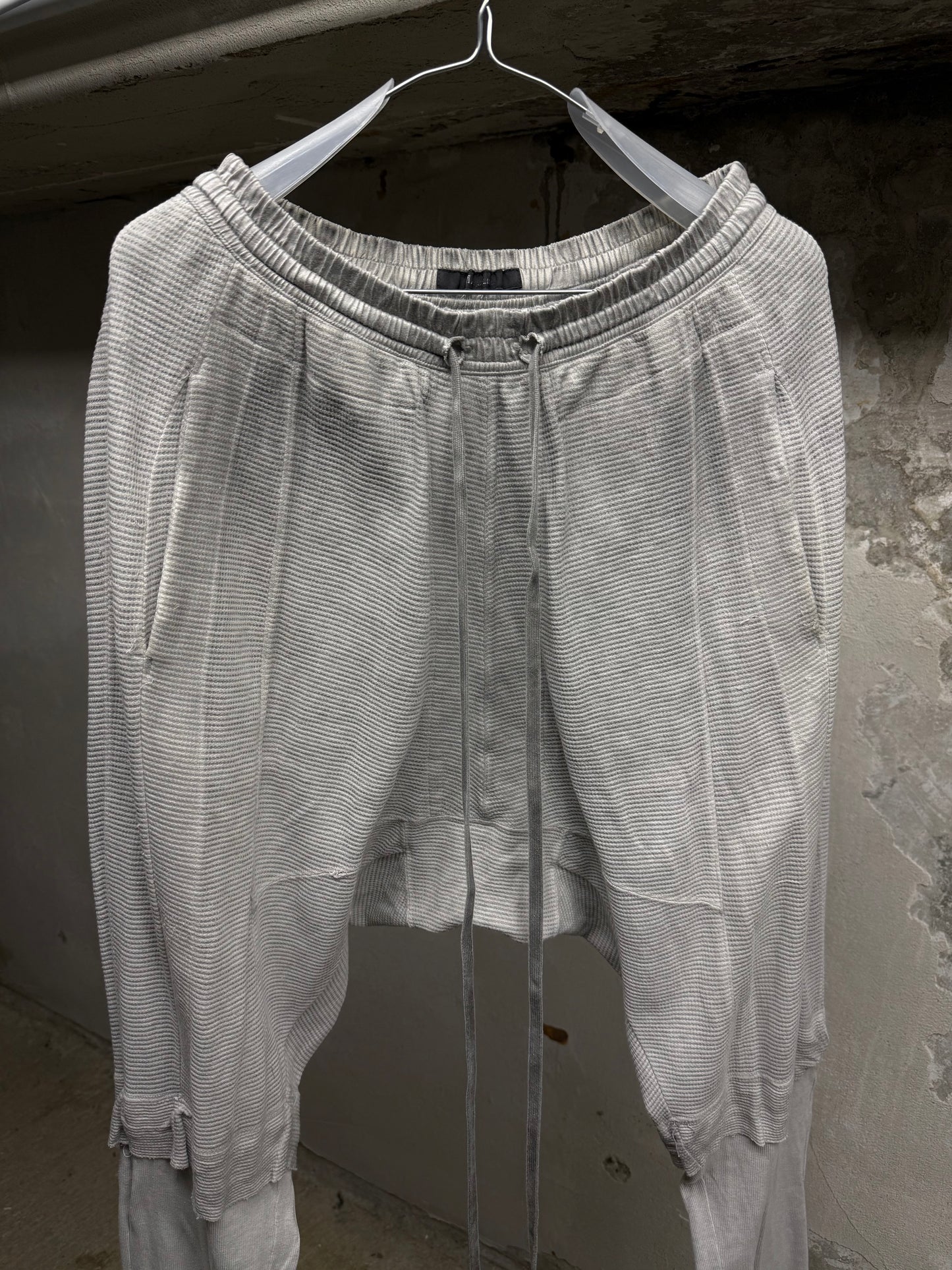 MA_Julius SS14 Dirty Grey Drop-crotch Double Layer Cotton Linen Sweatpants