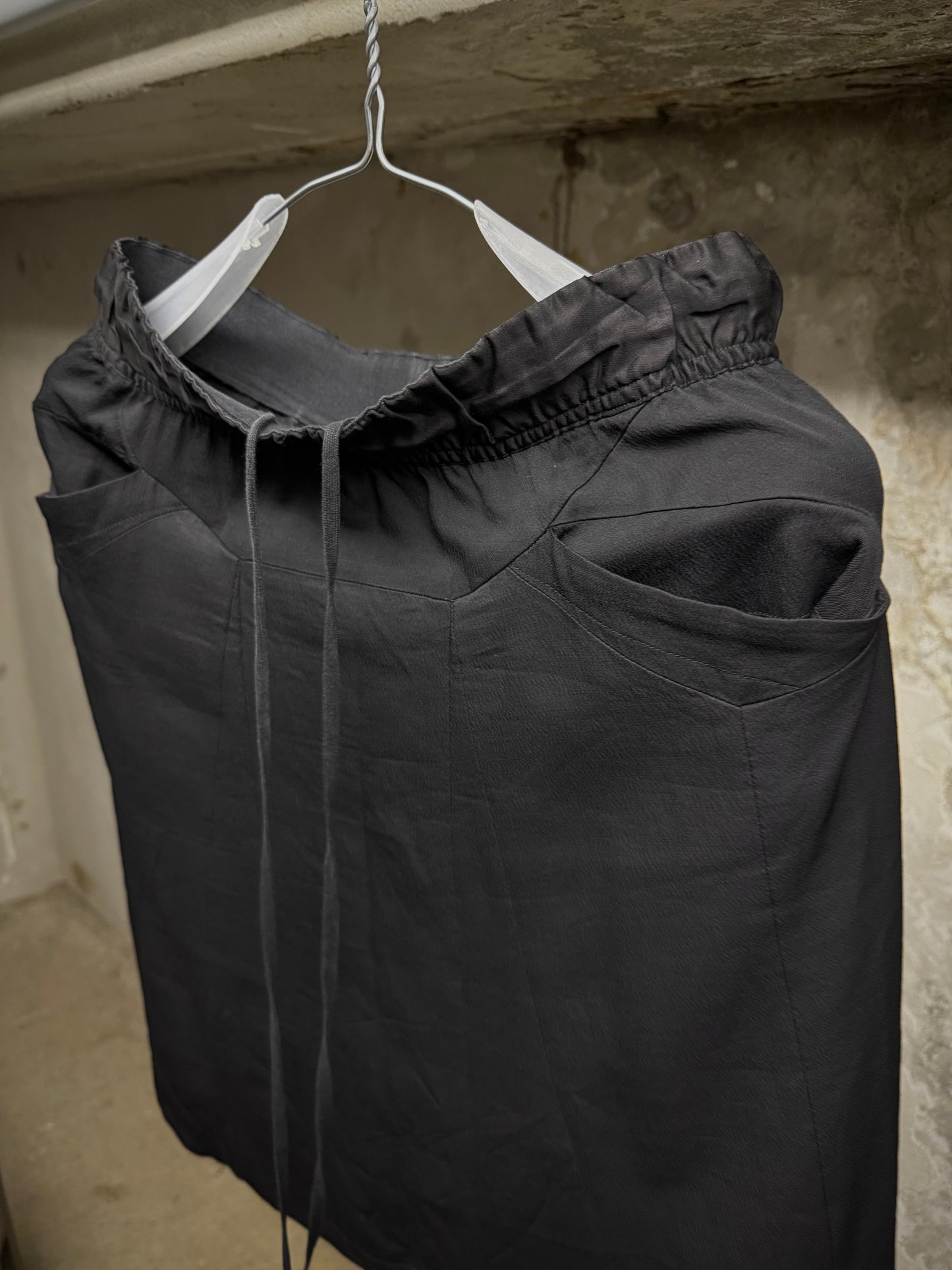 Julius_7 SS15 "prism;" Geometric Drop-crotch Viscose Pod Shorts
