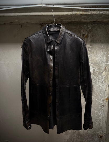 Boris Bidjan Saberi 2010s Overlock Dark Brown Horse Leather Shirt