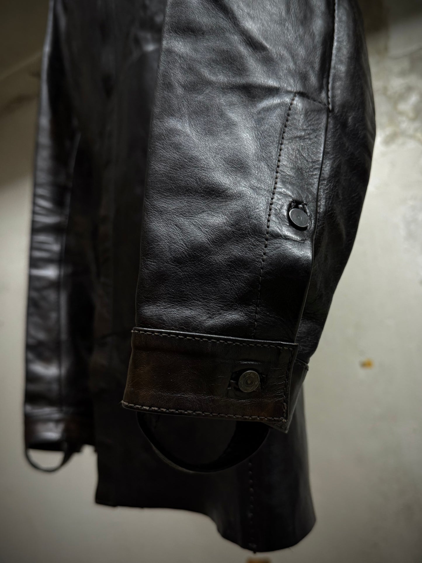 Boris Bidjan Saberi 2010s Overlock Dark Brown Horse Leather Shirt