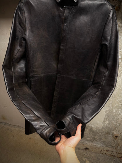 Boris Bidjan Saberi 2010s Overlock Dark Brown Horse Leather Shirt