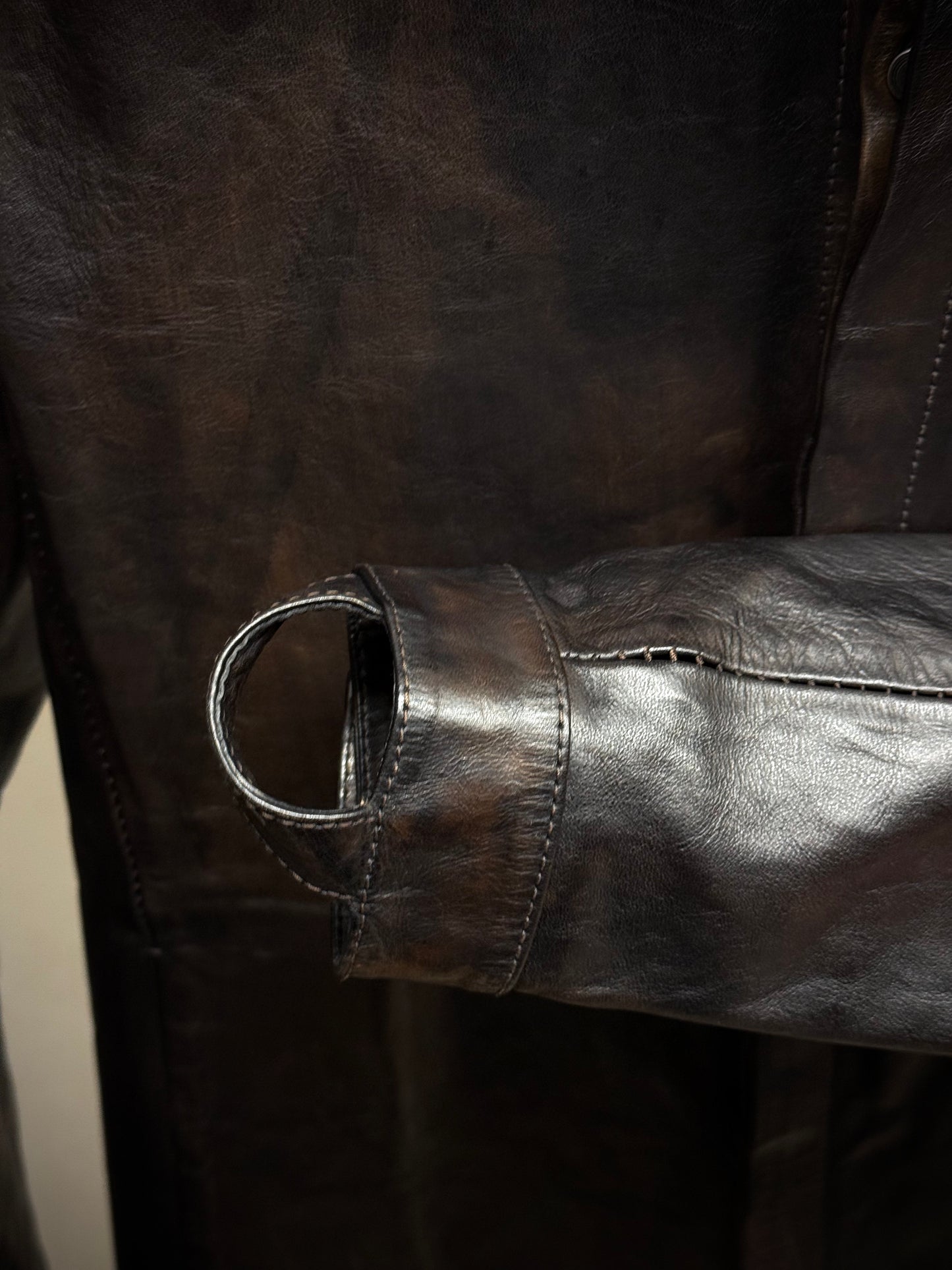 Boris Bidjan Saberi 2010s Overlock Dark Brown Horse Leather Shirt