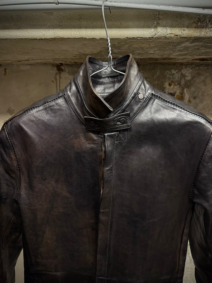 Boris Bidjan Saberi 2010s Overlock Dark Brown Horse Leather Shirt