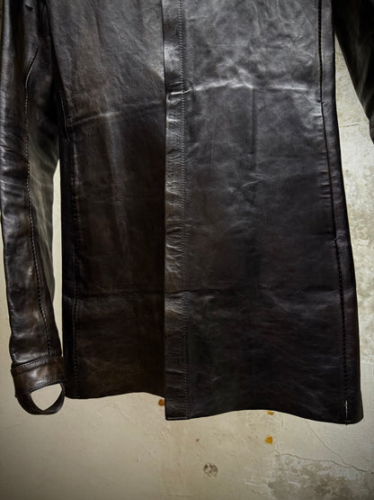 Boris Bidjan Saberi 2010s Overlock Dark Brown Horse Leather Shirt