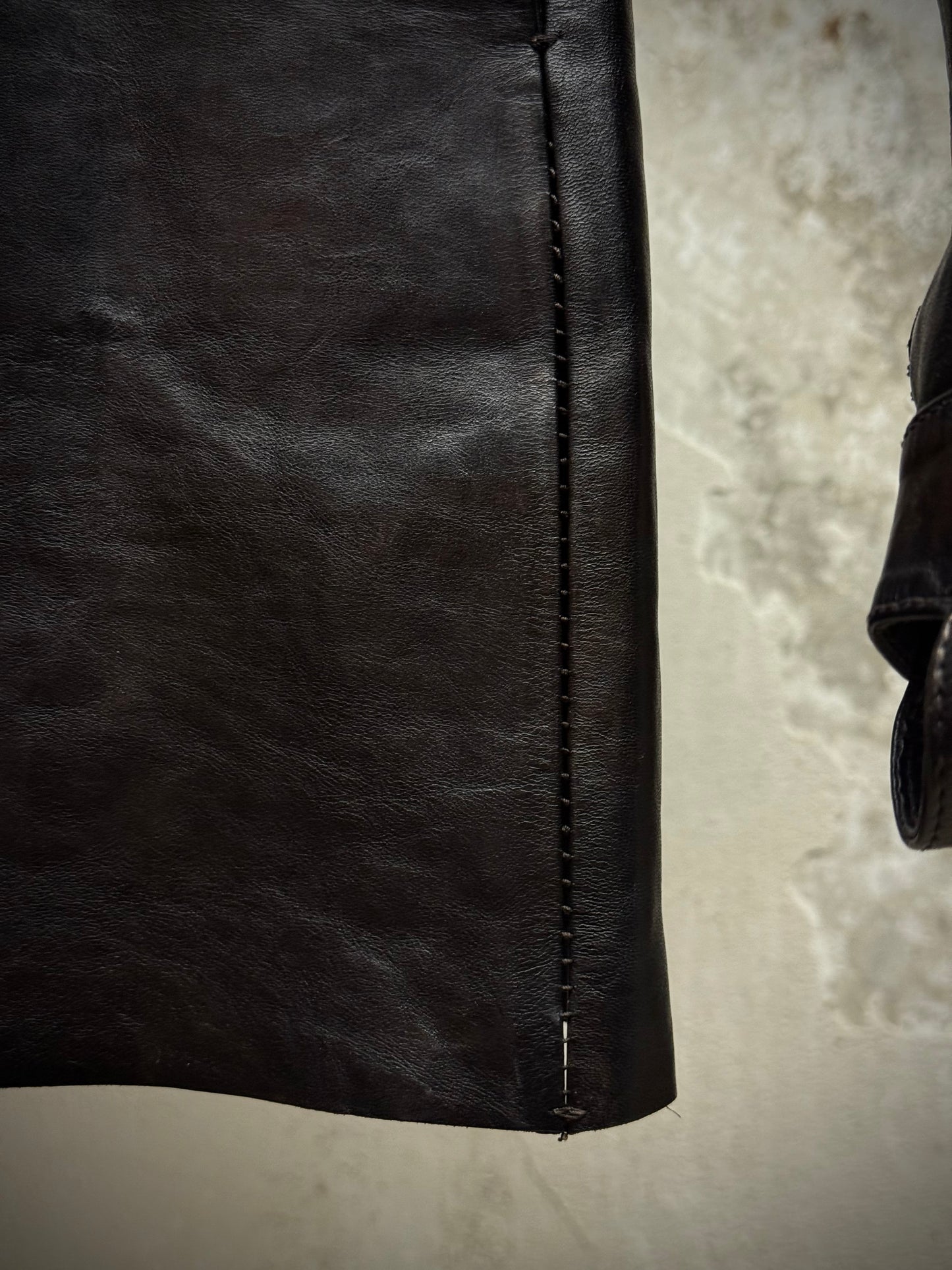 Boris Bidjan Saberi 2010s Overlock Dark Brown Horse Leather Shirt