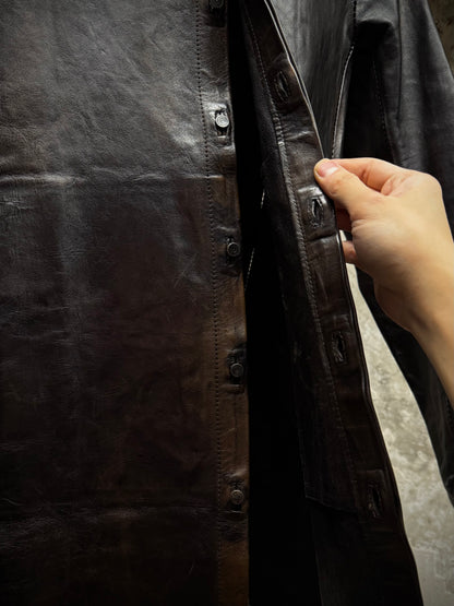 Boris Bidjan Saberi 2010s Overlock Dark Brown Horse Leather Shirt