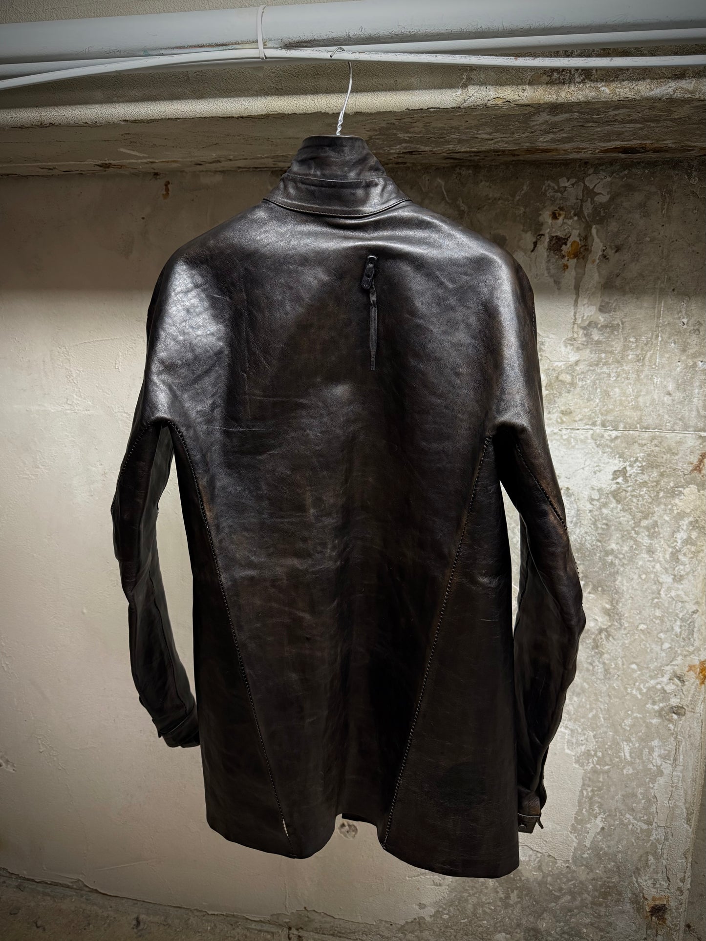 Boris Bidjan Saberi 2010s Overlock Dark Brown Horse Leather Shirt