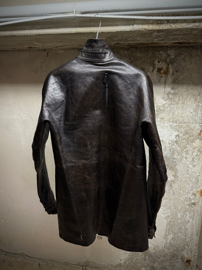 Boris Bidjan Saberi 2010s Overlock Dark Brown Horse Leather Shirt