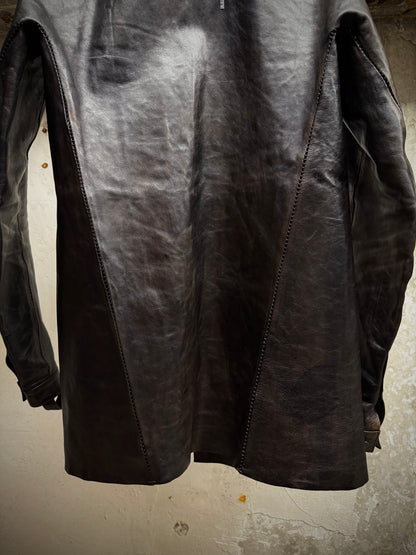 Boris Bidjan Saberi 2010s Overlock Dark Brown Horse Leather Shirt