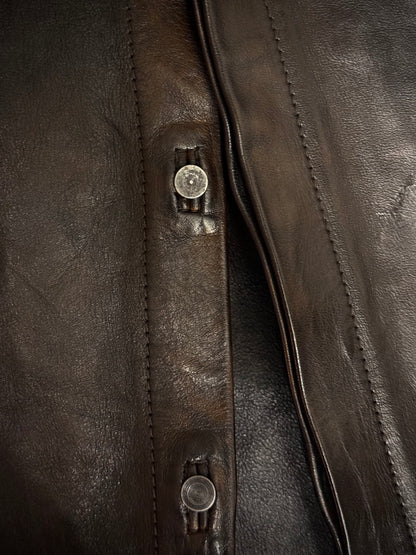 Boris Bidjan Saberi 2010s Overlock Dark Brown Horse Leather Shirt