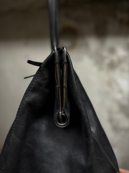 m.a+ by Maurizio Amadei Early 2010s Overlock Iron Rim Large Cow Leather Doctor Bag
