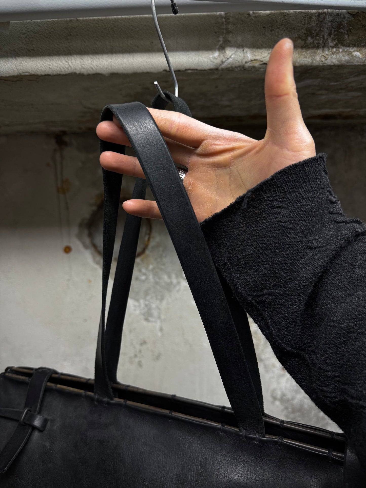 m.a+ by Maurizio Amadei Early 2010s Overlock Iron Rim Large Cow Leather Doctor Bag