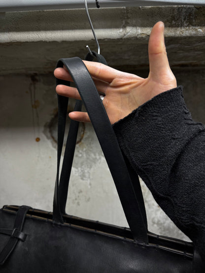 m.a+ by Maurizio Amadei Early 2010s Overlock Iron Rim Large Cow Leather Doctor Bag