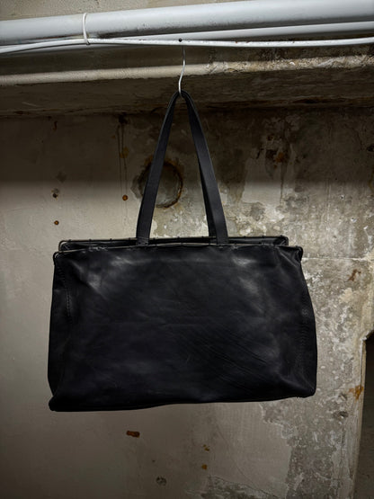 m.a+ by Maurizio Amadei Early 2010s Overlock Iron Rim Large Cow Leather Doctor Bag
