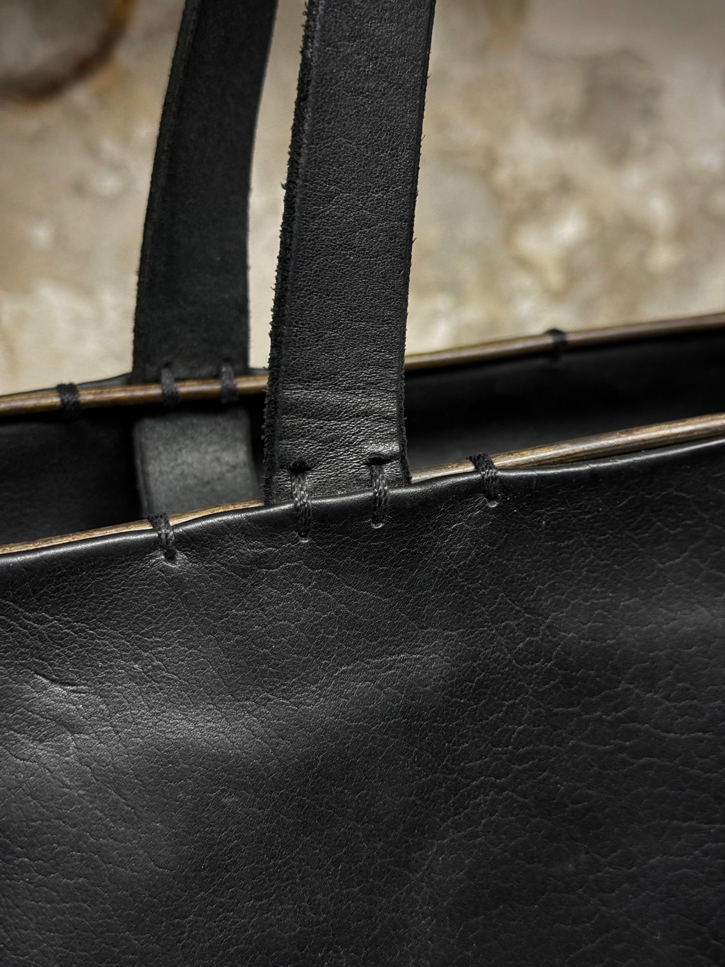 m.a+ by Maurizio Amadei Early 2010s Overlock Iron Rim Large Cow Leather Doctor Bag