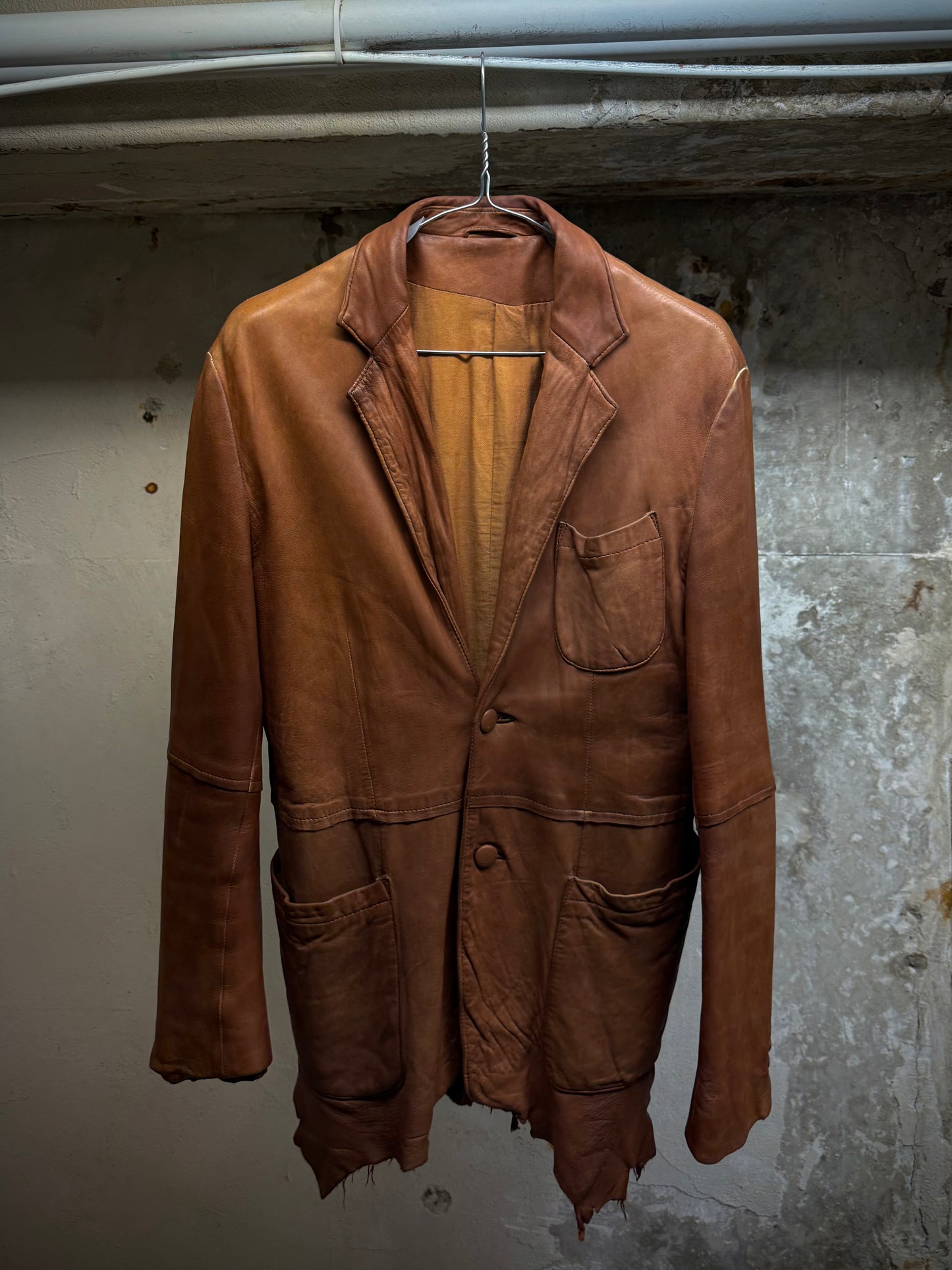 MiharaYasuhiro AW02 Over-dyed Distressed Sheepskin Leather Jacket