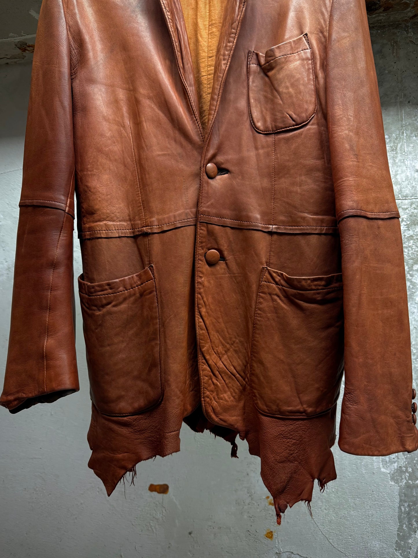 MiharaYasuhiro AW02 Over-dyed Distressed Sheepskin Leather Jacket
