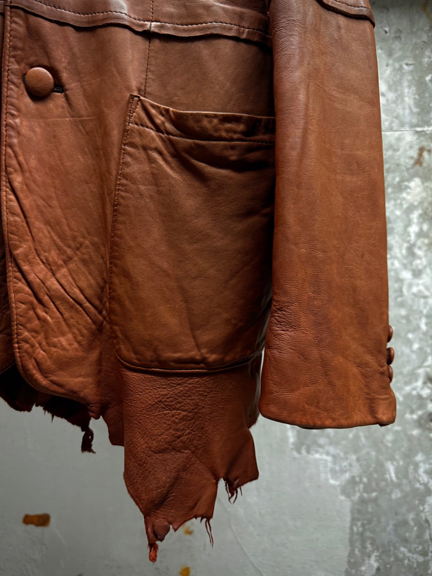 MiharaYasuhiro AW02 Over-dyed Distressed Sheepskin Leather Jacket